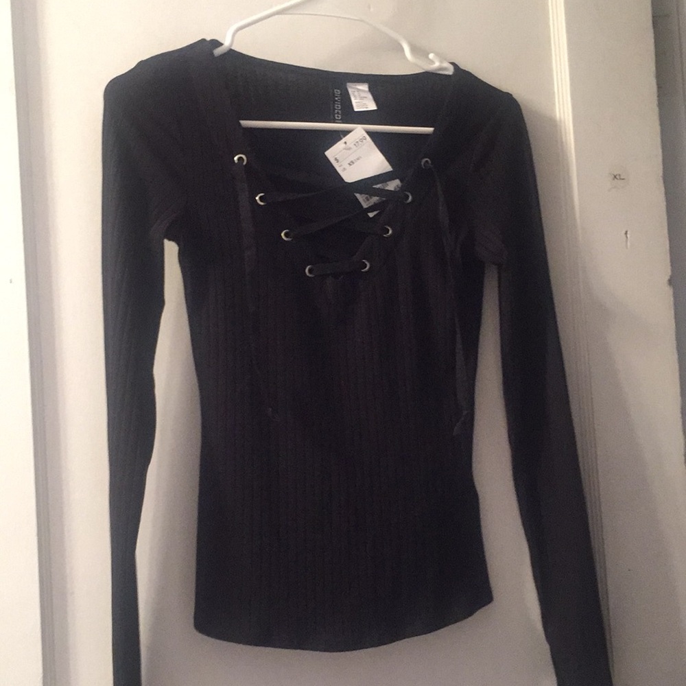 Black lace up top